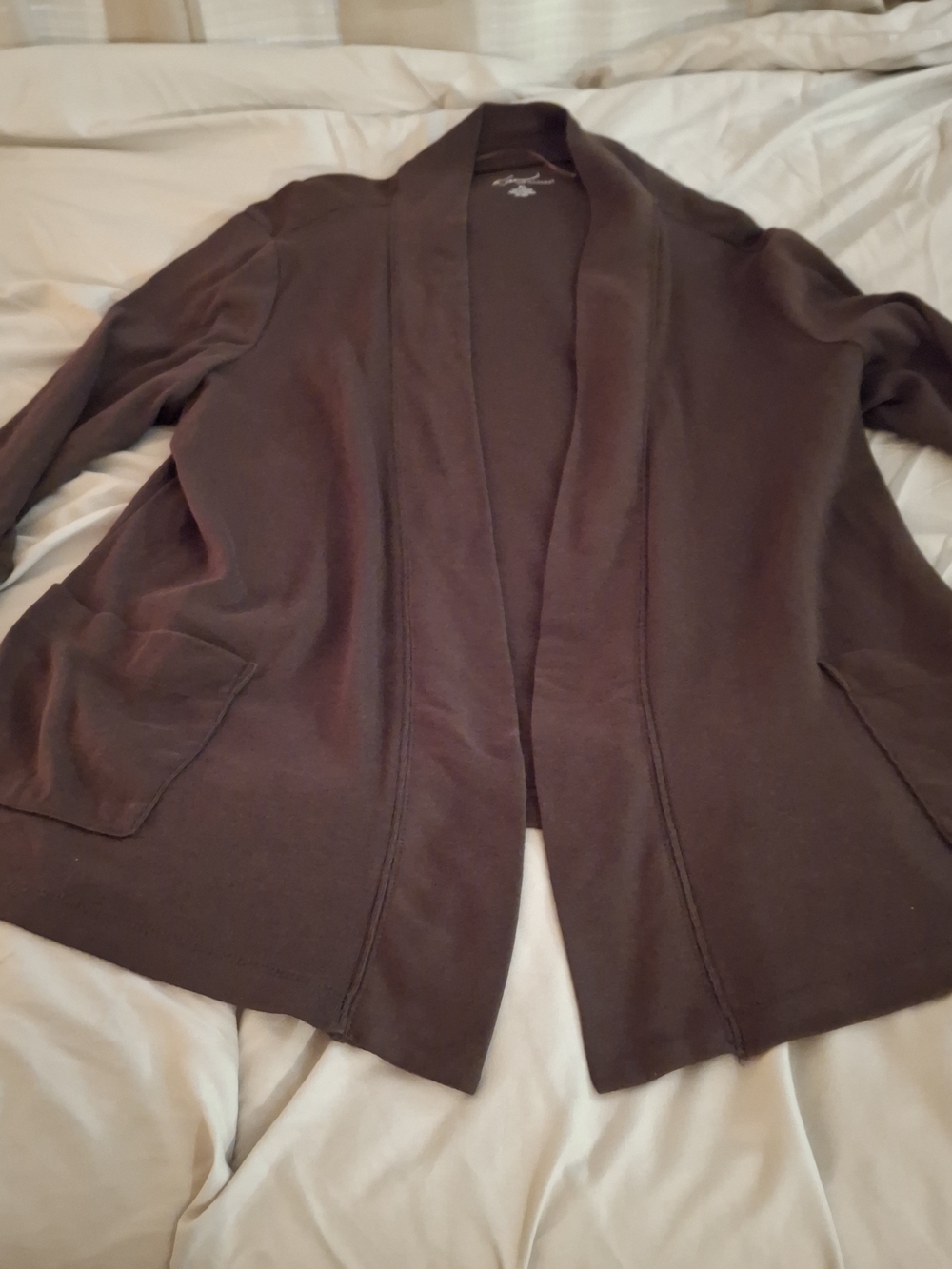 Kim Rogers Chocolate Brown Open-Front Cardigan - Picture 2 of 6